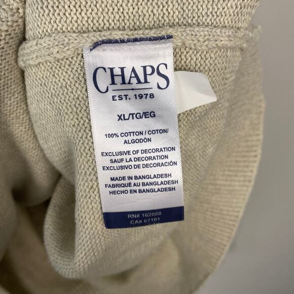 Chaps Men's‎ Original Crewneck Solid Sweater Oatmeal Sweater Cream Size XL - Picture 5 of 6